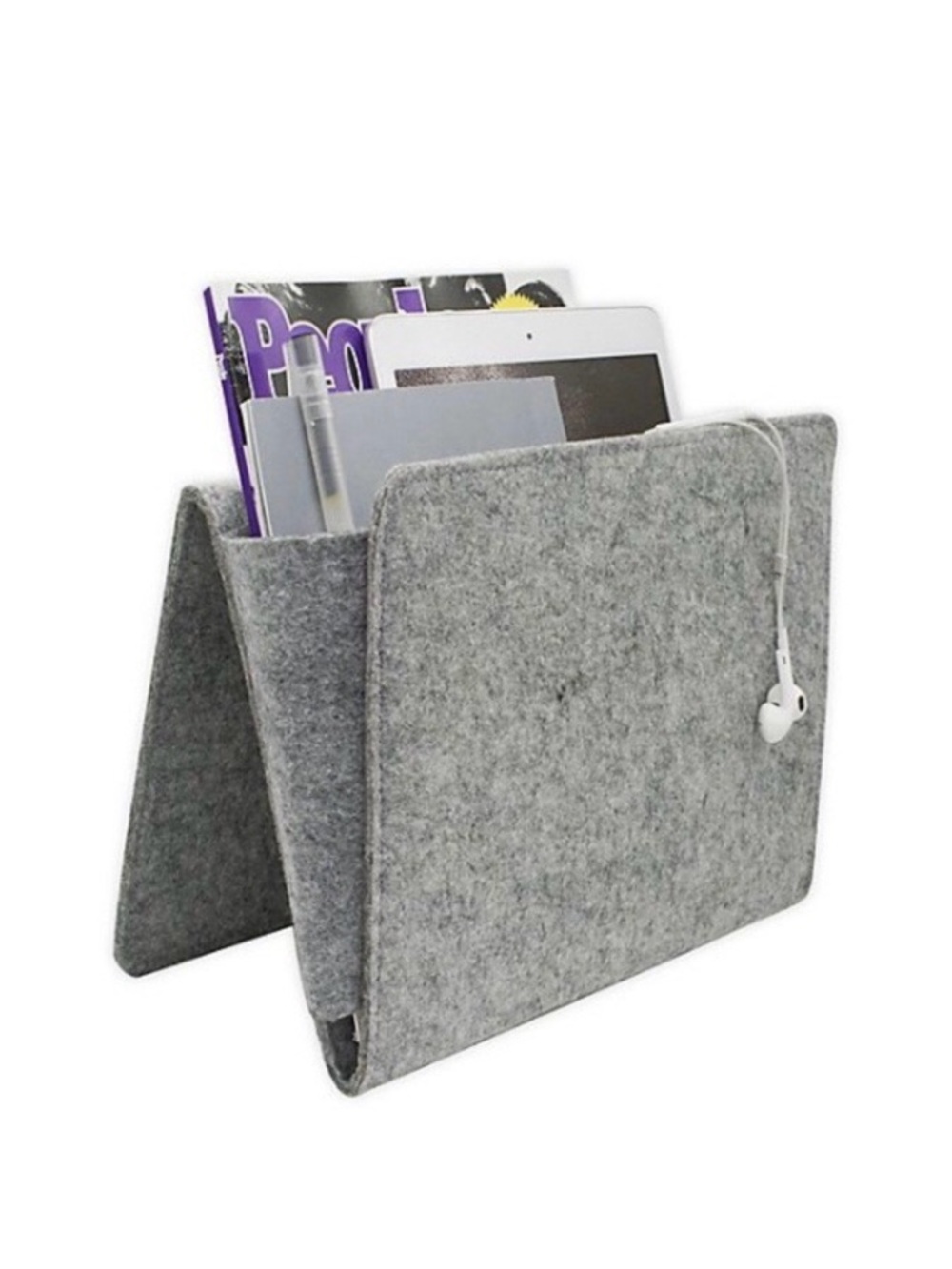 Kikkerland Felt Bedside Caddy/Sofa Storage Organizer | Grey